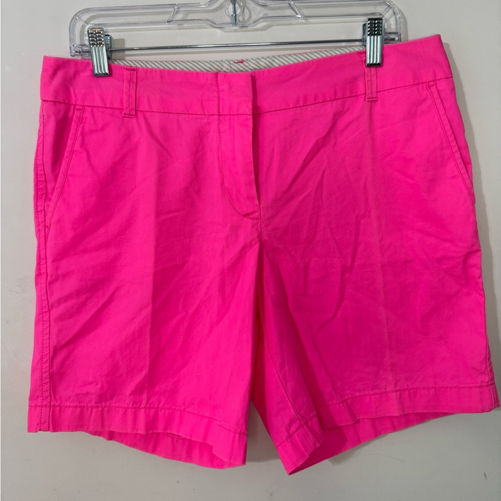 J. Crew hot neon  bright Pink chino Shorts Tailored 100 %Cotton women’s size 8